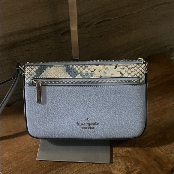 kate spade Handbags - Kate Spade Leila blue and snakeskin wristlet, NWT
